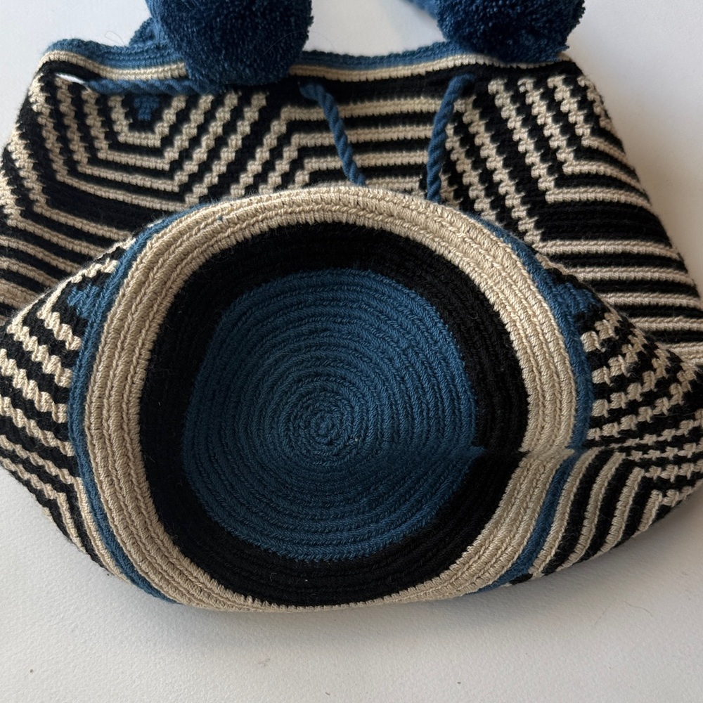 Stylish Tan, Black, and Blue Women's Woven Bag - Picture 2 of 8